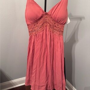 Almost Famous Coral Lace Dress